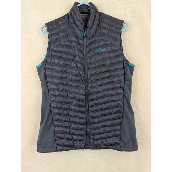 Rab sz L Cirrus Flex 2.0 Women's Vest thin puffer zips blueish gray 0502 - Picture 1 of 7